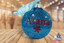 Load image into Gallery viewer, Christmas ornaments (3 inch personalized w/ name glitter disc ornament)