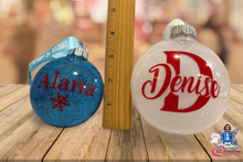 Load image into Gallery viewer, Christmas ornaments (3 inch personalized w/ name glitter disc ornament)