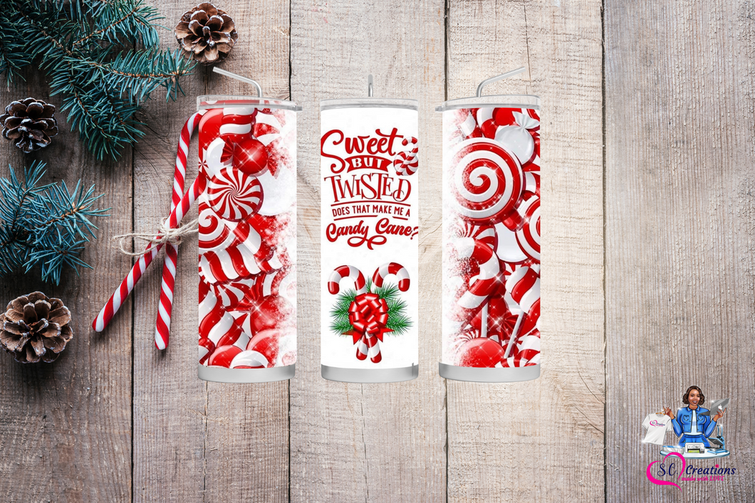 20oz Christmas Tumbler-Candy cane Design