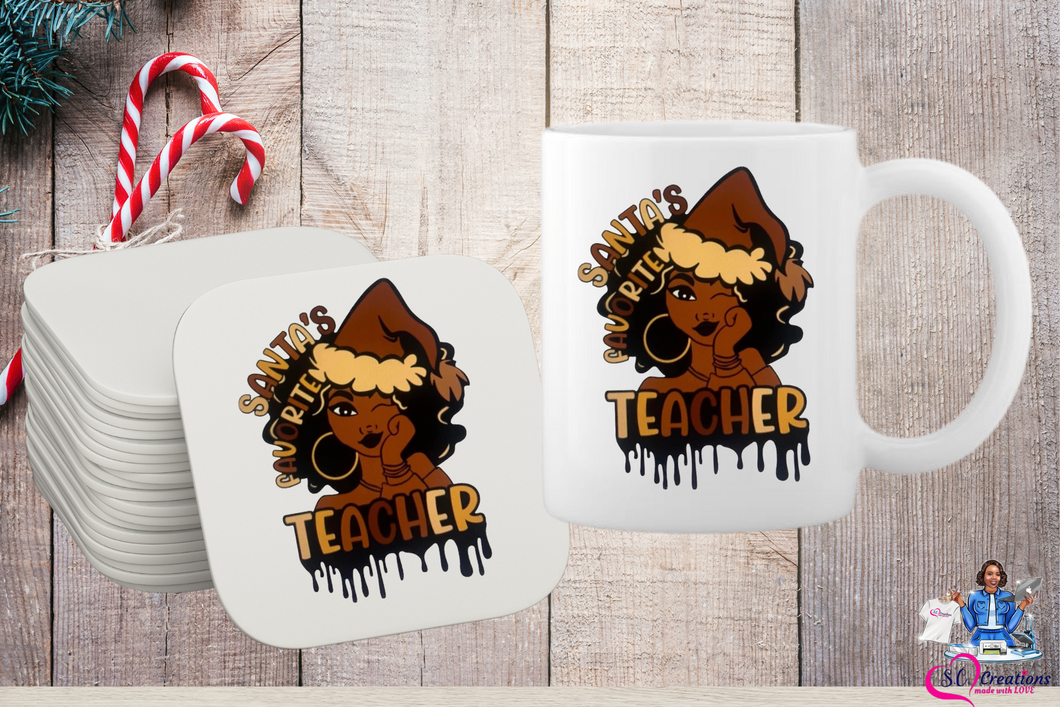 15 oz Melanin Teacher Christmas mug