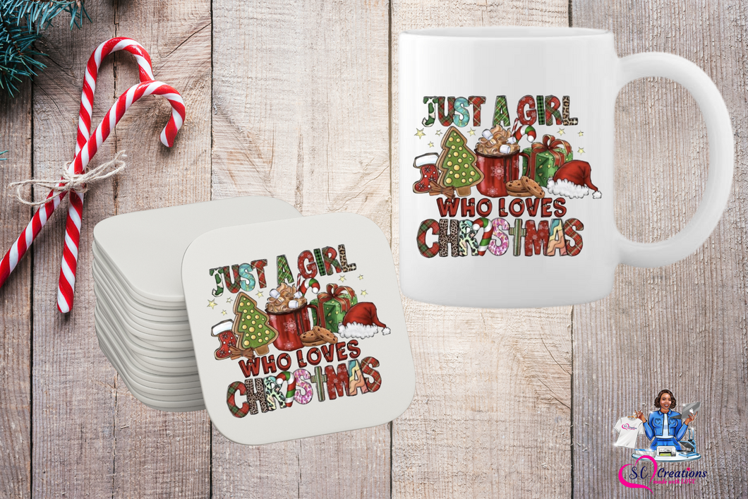 15 oz Just a Girl Christmas mug