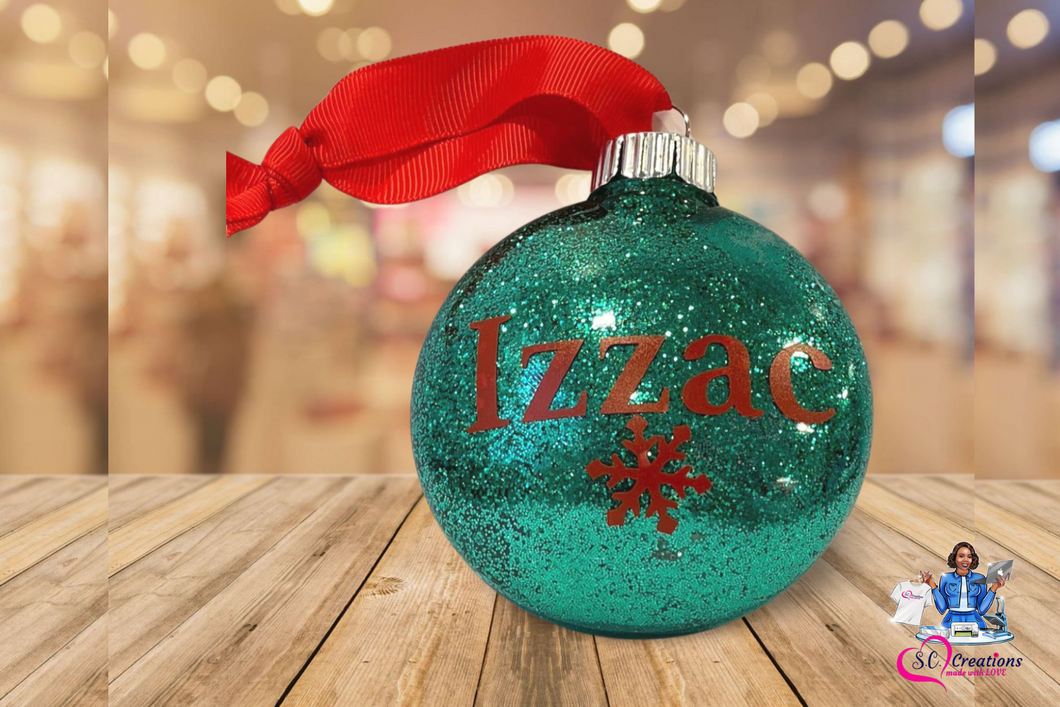 Christmas ornaments (3 inch personalized w/ name glitter disc ornament)