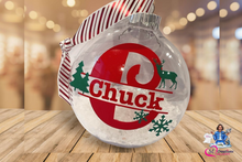 Load image into Gallery viewer, Christmas ornaments (4 inch personalized w/ name faux snow inside disc)
