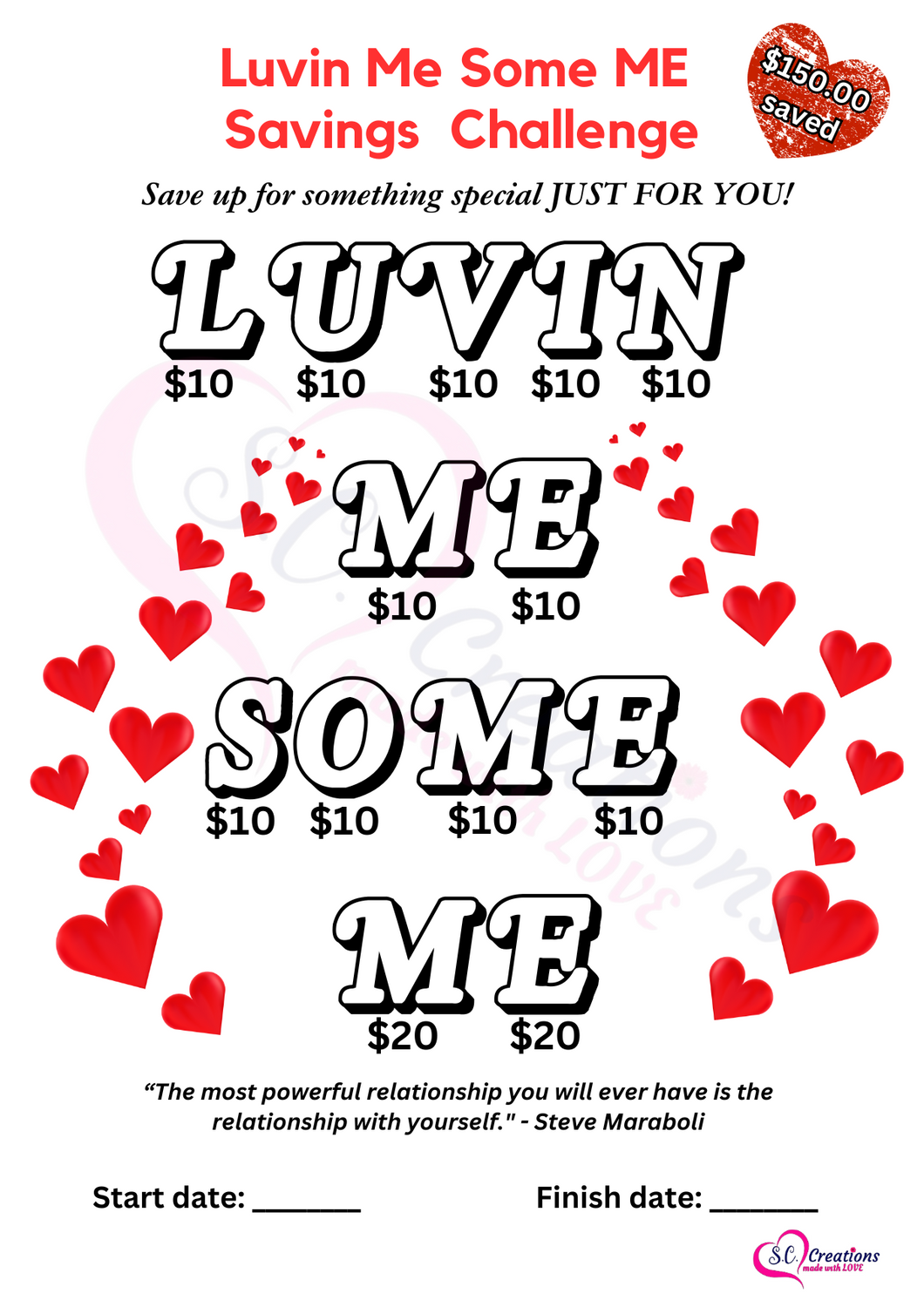 Luvin Me Some Me Savings Challenge  w/ tracker included (Digital download ONLY)