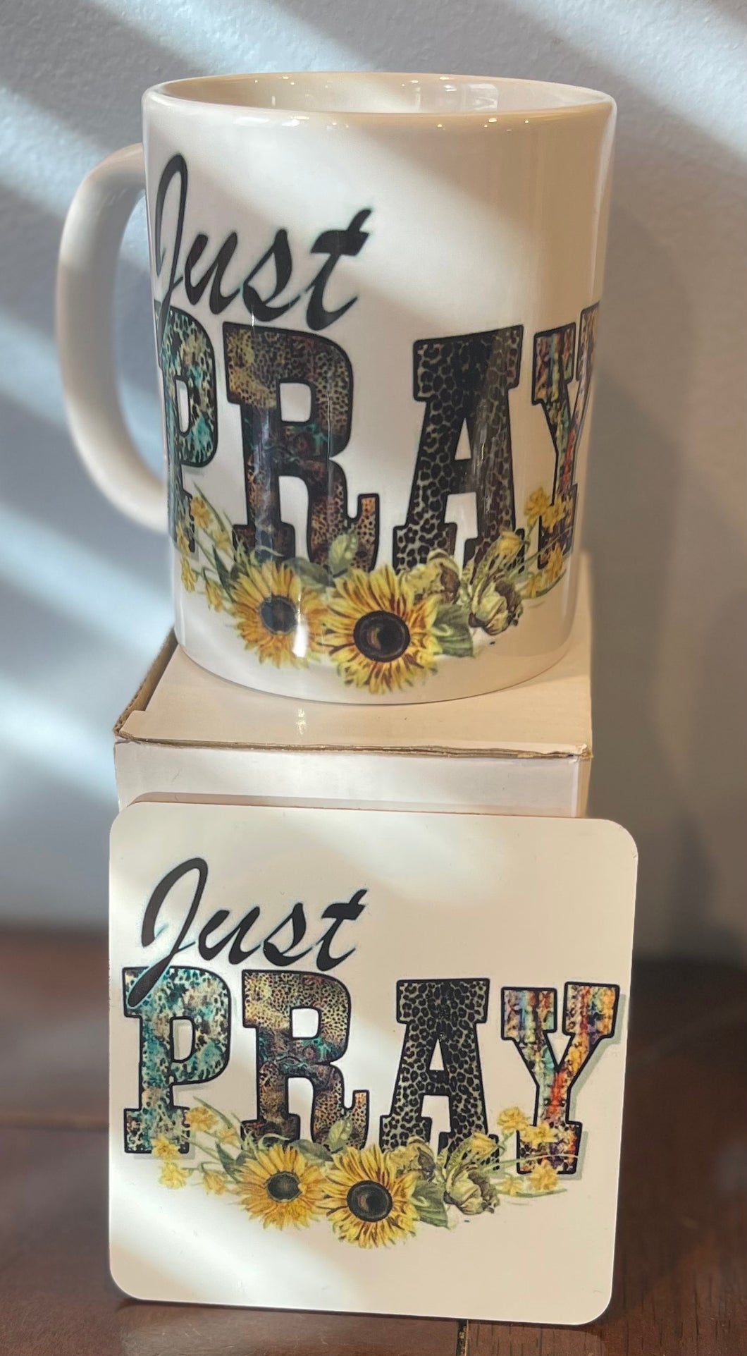 Just Pray Mug and Coaster Set