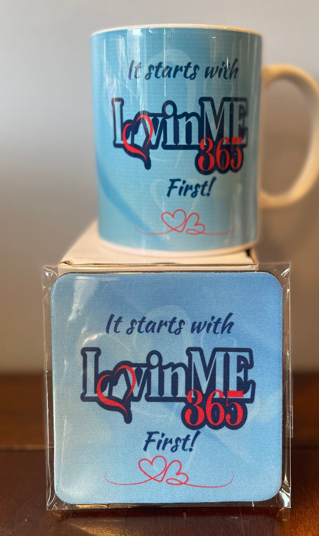 LuvinME 365 Mug and Coaster Set (RTS) (wrap around mug design)