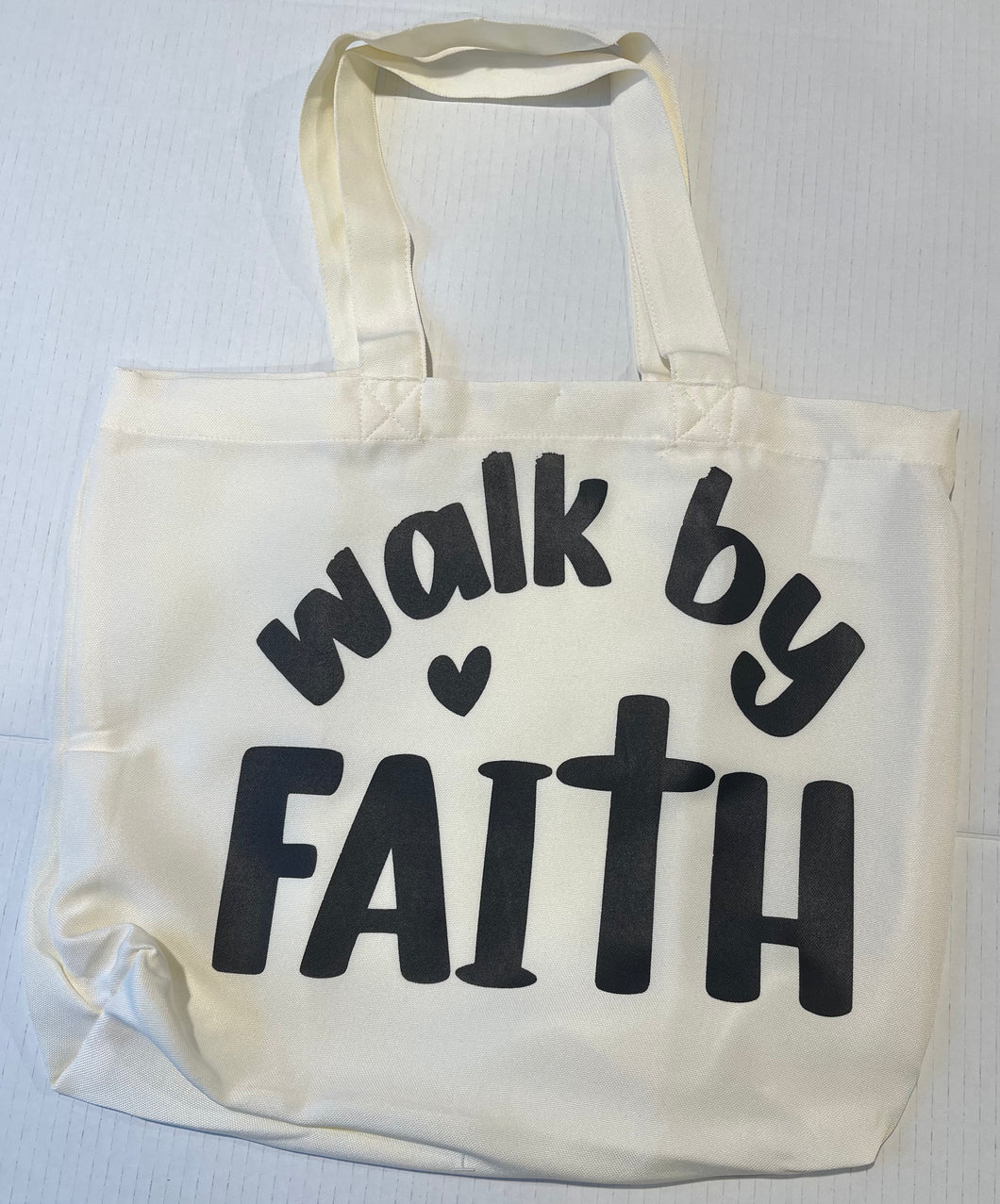 Walk by faith tote bag without zipper
