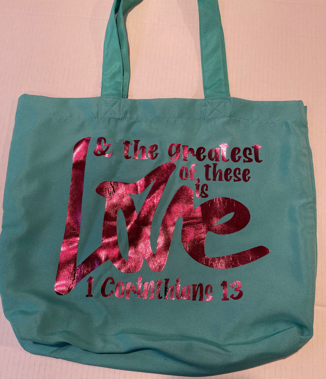 Love tote bag without zipper