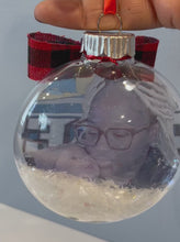 Load and play video in Gallery viewer, Christmas ornaments (4 inch personalized floating photo with faux snow inside)
