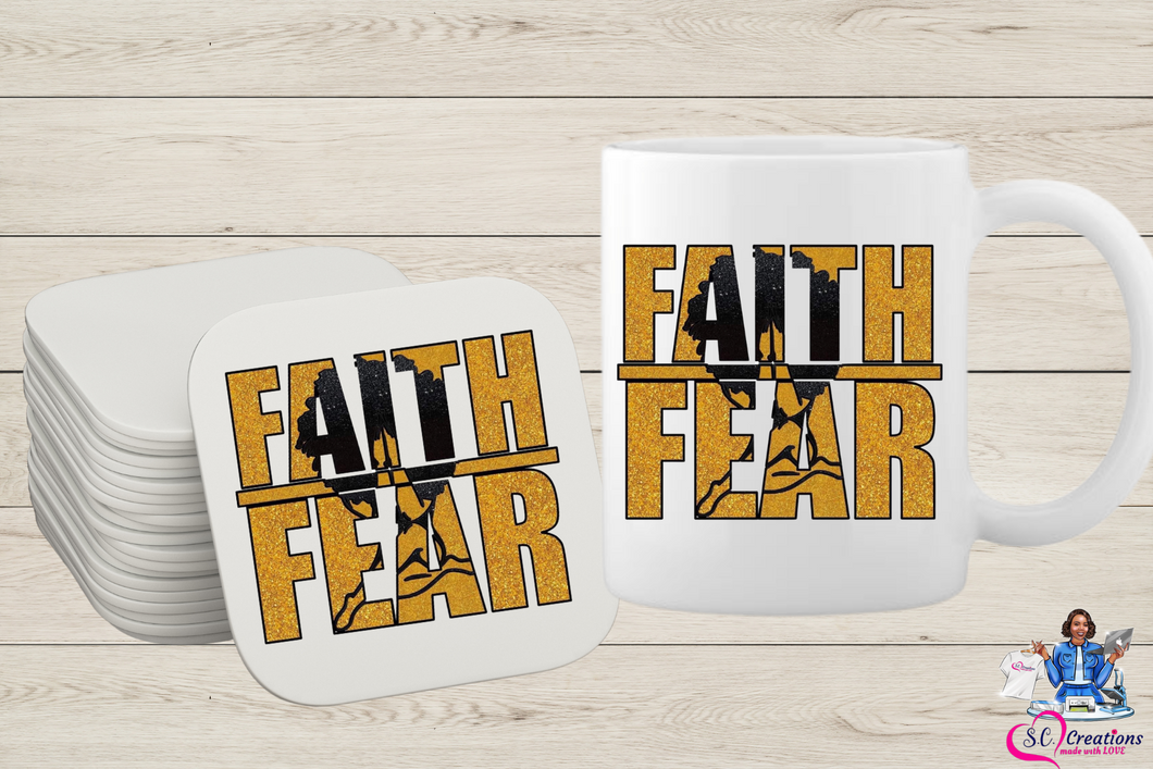 Faith over Fear Mug and Coaster Set